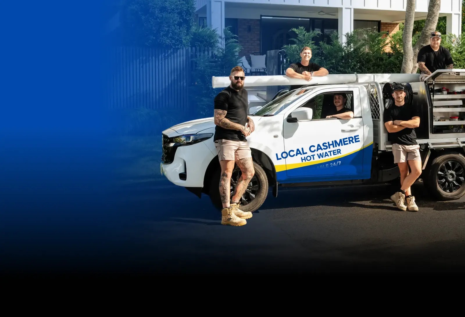 Local Cashmere Hot Water team with the ute